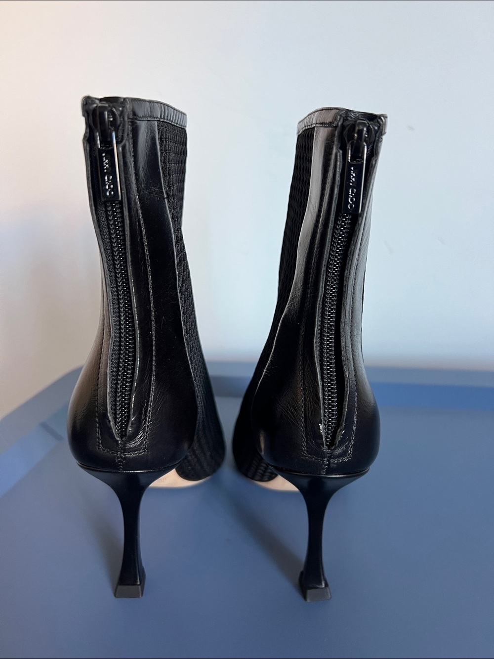 Jimmy Choo naidoo 90 black mesh leather ankle boots pointed toe booties 38 - Picture 4 of 7